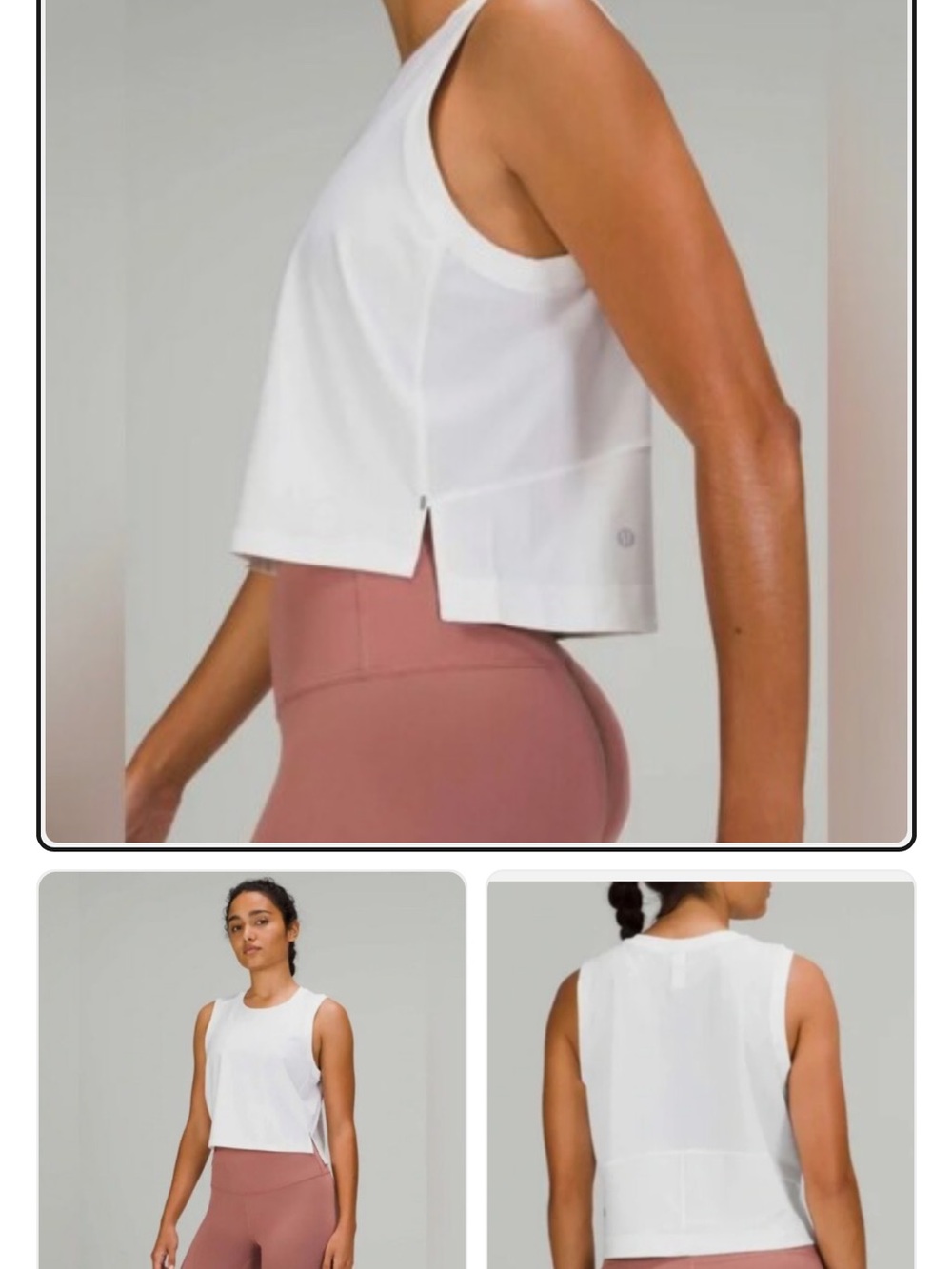 Lululemon 4 White Mesh Back Cropped Train Tank Top Yoga Activewear W1CV2S